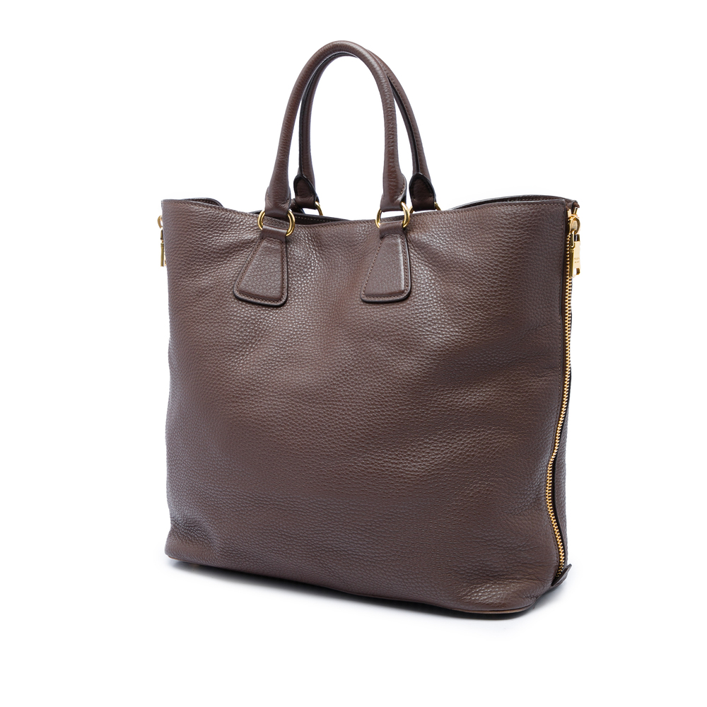 Pre-Loved Prada Vitello Daino Side Zip Open Convertible Tote - Picture 2 of 5